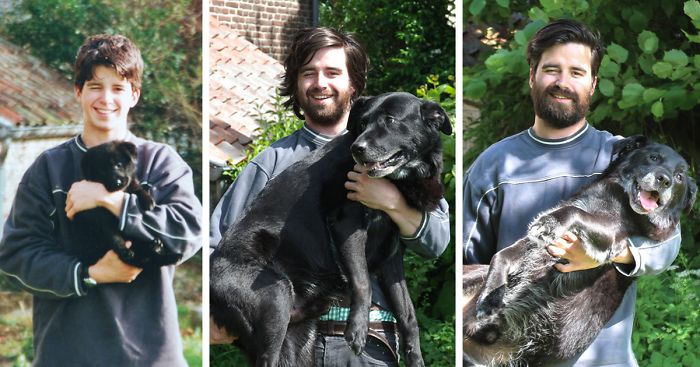 Фотография: Выросли вместе: собаки и их хозяева в начале дружбы и через много лет №7 - BigPicture.ru