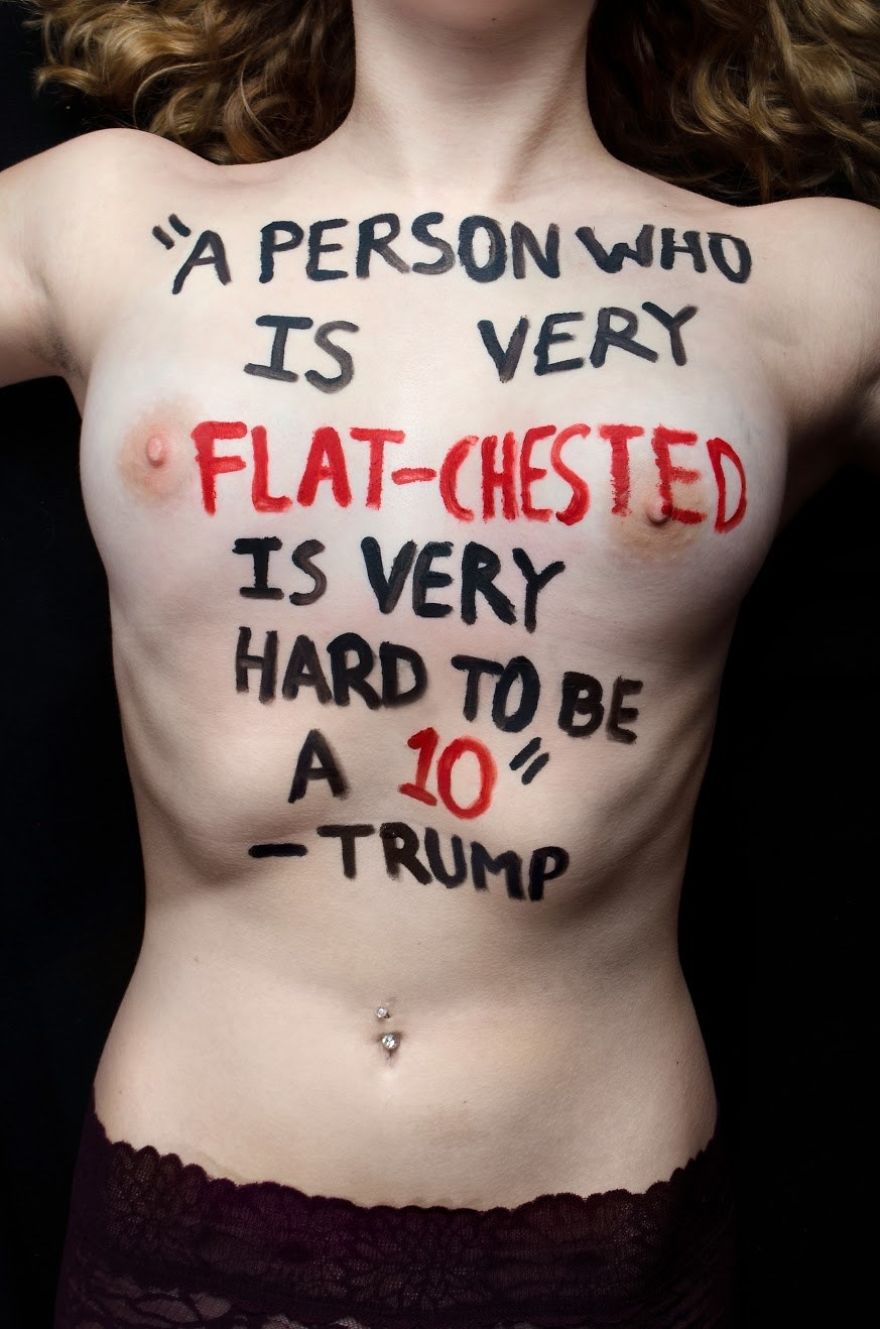 Фотография: Трампни меня: 18-летняя студентка нанесла оскорбительные цитаты Трампа на тело для смелого фотопроекта №4 - BigPicture.ru