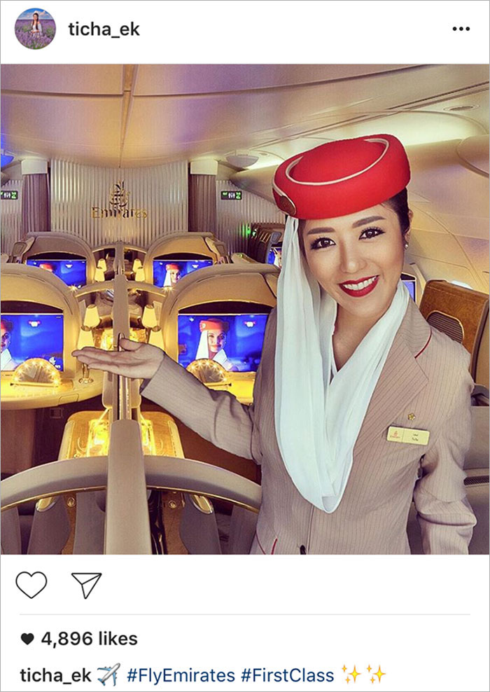 Фотография: Популярную в Instagram стюардессу поймали на том, что она вставляет себя в украденные фотографии №7 - BigPicture.ru
