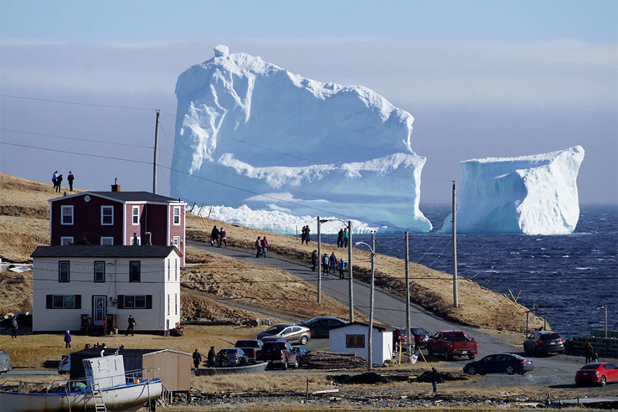 Фотография: Из-за огромного айсберга в канадской деревне собираются километровые пробки №2 - BigPicture.ru