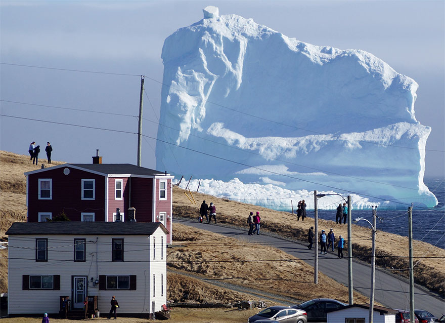 Фотография: Из-за огромного айсберга в канадской деревне собираются километровые пробки №4 - BigPicture.ru