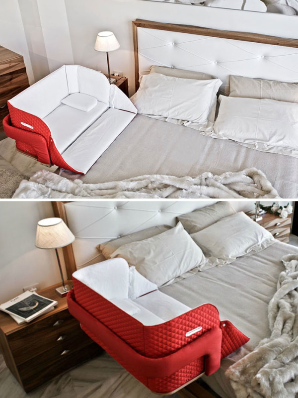 Кроватка возле кровати родителей