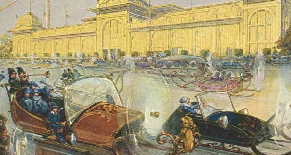 «На аэросалазках шмыгают сбитенщики»: Москва 22-23 веков на открытках 1914 года