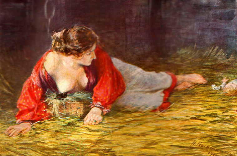 Картина Касаткина «Крепостная актриса в опале, кормящая грудью барского щенка»