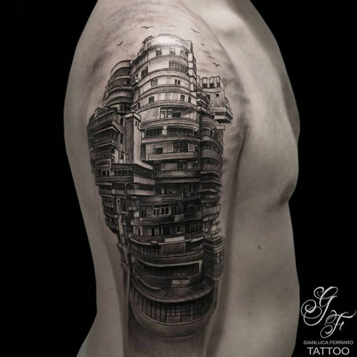Фотография: Город над подошвой: восхитительные архитектурные татуировки №14 - BigPicture.ru