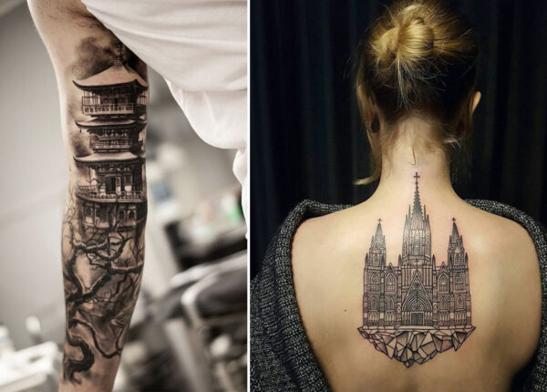 Город над подошвой: восхитительные архитектурные татуировки