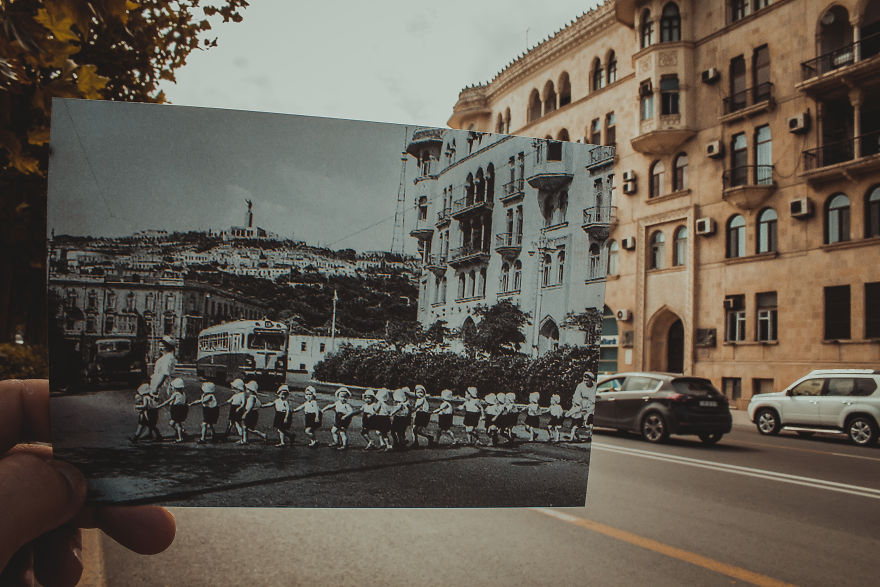 Фотография: Окно в прошлое: житель Баку комбинирует старые фото с современными видами №7 - BigPicture.ru