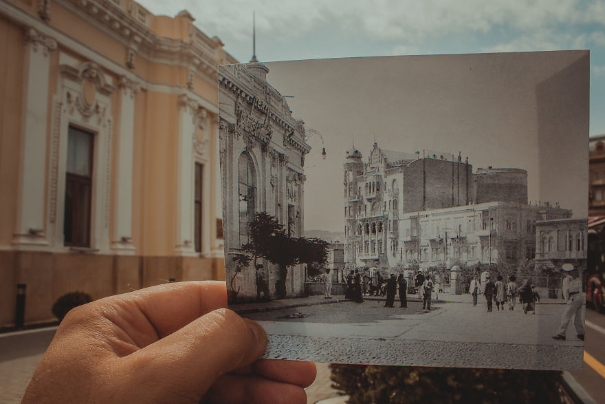Фотография: Окно в прошлое: житель Баку комбинирует старые фото с современными видами №18 - BigPicture.ru