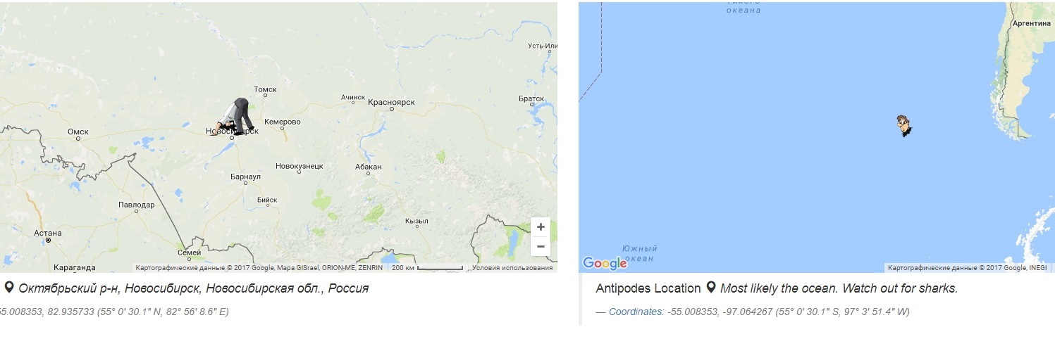 Фотография: Создана интерактивная карта, которая показывает, где можешь оказаться, прокопав туннель сквозь Землю №3 - BigPicture.ru