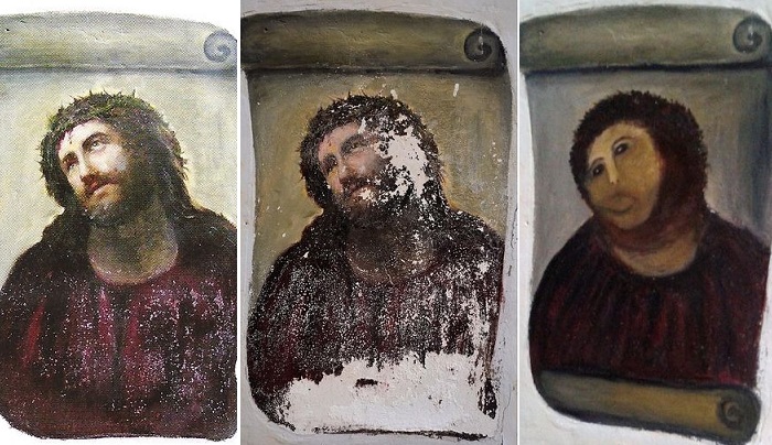 Фотография: Иисус или картофелина? Как испорченная фреска обогатила целый город №3 - BigPicture.ru