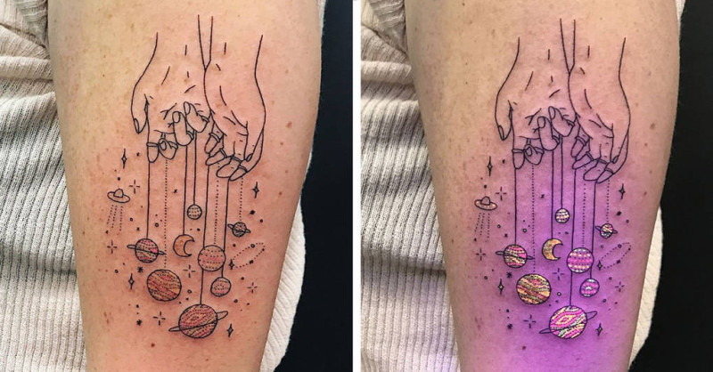 Фотография: «Гори, гори, моя звезда»: татуировки, которые меняются под ультрафиолетом №1 - BigPicture.ru