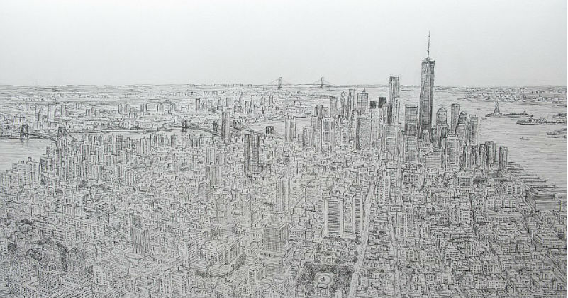 Фотография: Художник-аутист взглянул на Манхэттен с вертолета и по памяти нарисовал его во всех деталях №1 - BigPicture.ru