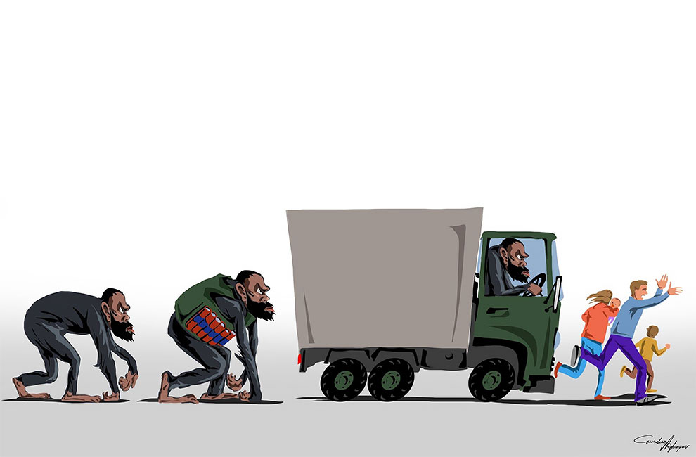 Фотография: Азербайджанский художник высмеял Трампа, Цукерберга, террористов и спиннеры №18 - BigPicture.ru