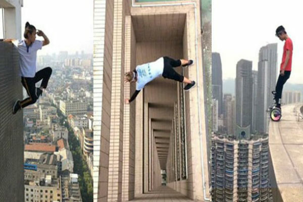 Руфер из Китая сорвался с небоскреба во время трюка, и это запечатлела камера