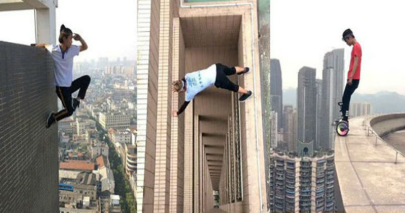 Фотография: Руфер из Китая сорвался с небоскреба во время трюка, и это запечатлела камера №1 - BigPicture.ru