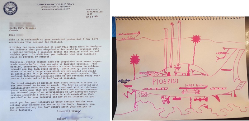 Фотография: 40 лет спустя Пентагон ответил на письмо 11-летнего мальчика, приславшего дизайн крылатой ракеты №1 - BigPicture.ru
