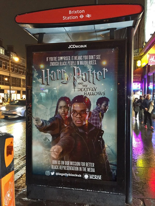 Фотография: На улицах Лондона появились постеры к известным фильмам, где белых актеров заменили темнокожими №5 - BigPicture.ru