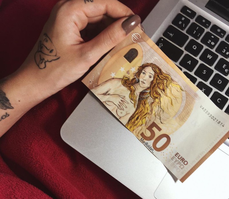 Фотография: Искусство дороже денег: испанка рисует шикарные картины на купюрах в 50 евро №6 - BigPicture.ru