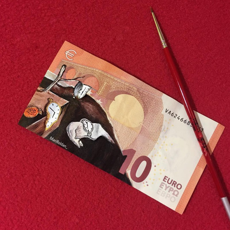 Фотография: Искусство дороже денег: испанка рисует шикарные картины на купюрах в 50 евро №4 - BigPicture.ru