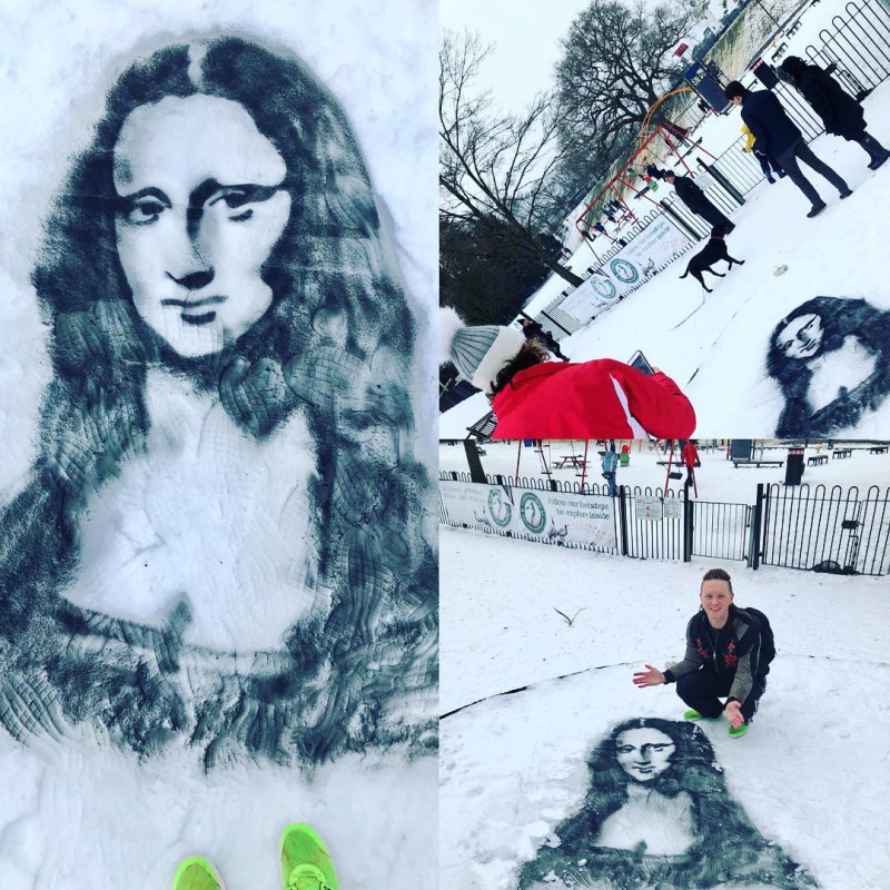Фотография: Английский художник не расстроился из-за циклона и стал рисовать картины на снегу №5 - BigPicture.ru