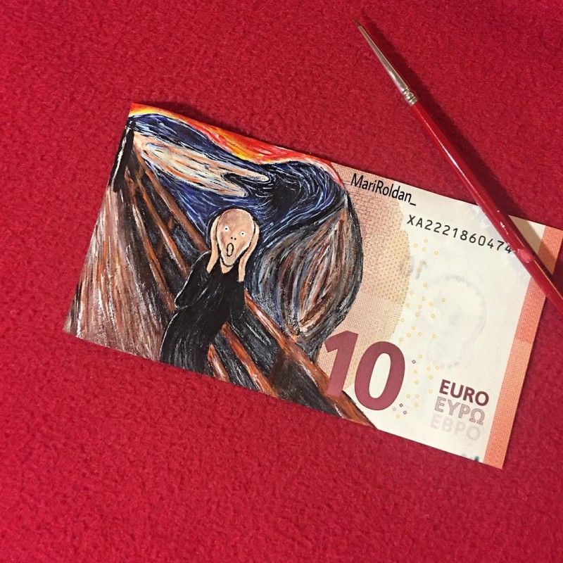 Фотография: Искусство дороже денег: испанка рисует шикарные картины на купюрах в 50 евро №2 - BigPicture.ru