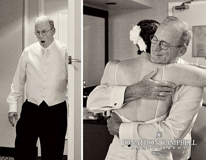 Фотография: 20 эмоциональных фото, на которых отцы впервые увидели своих дочерей в свадебных платьях №14 - BigPicture.ru