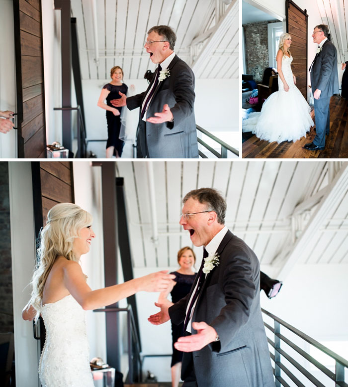Фотография: 20 эмоциональных фото, на которых отцы впервые увидели своих дочерей в свадебных платьях №9 - BigPicture.ru