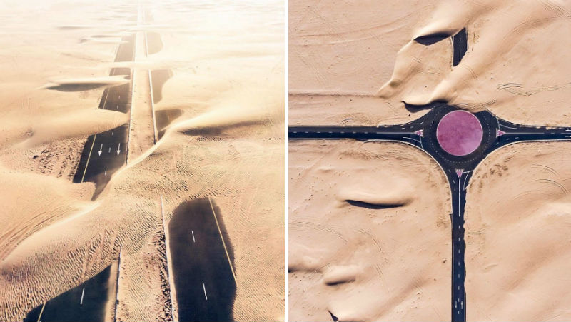 Природа против человека: фотограф заснял с дрона, как пустыня пожирает Дубай и Абу-Даби