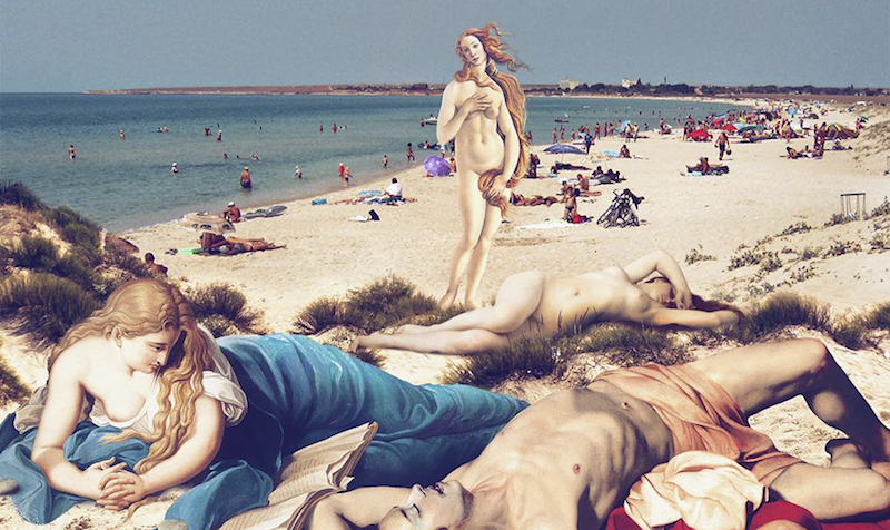 Фотография: Венера на нудистском пляже: как герои классических полотен вписываются в современность №1 - BigPicture.ru