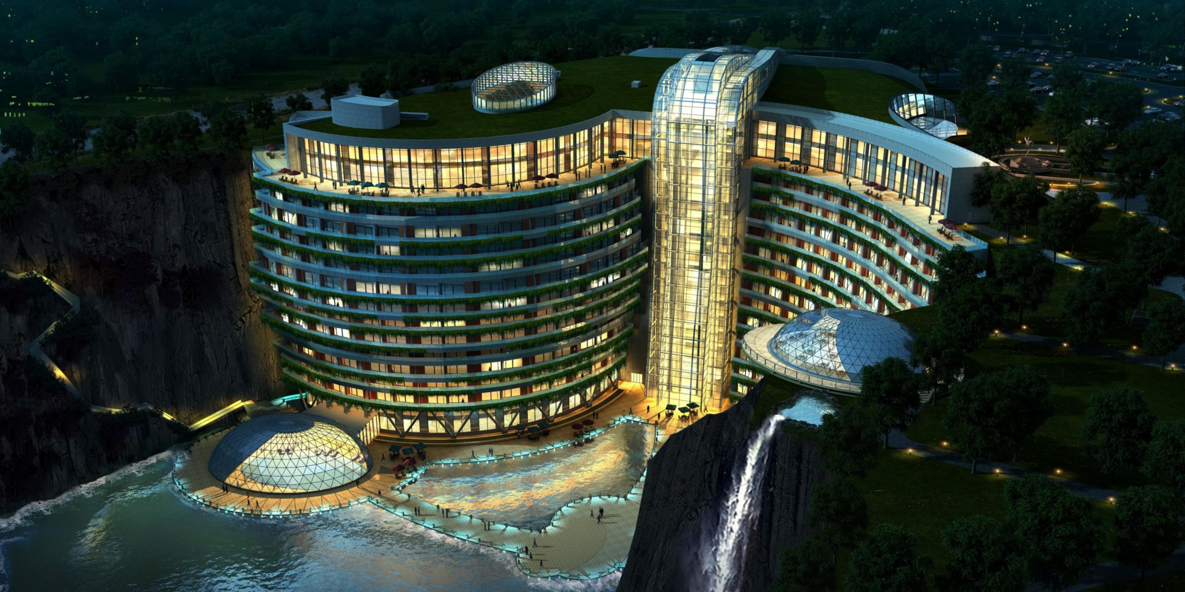 Фотография: В Китае откроется роскошный 18-этажный cпа-отель в заброшенном карьере №7 - BigPicture.ru