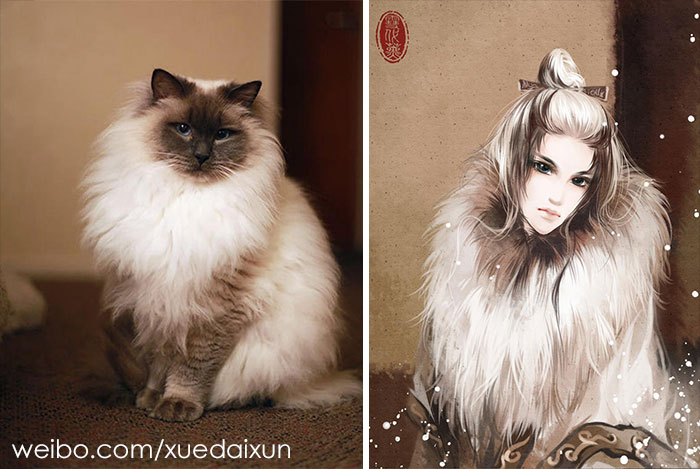 Фотография: Китайская художница превращает котиков и других зверушек в людей, и это невероятно №5 - BigPicture.ru
