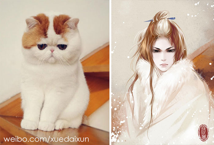 Фотография: Китайская художница превращает котиков и других зверушек в людей, и это невероятно №6 - BigPicture.ru