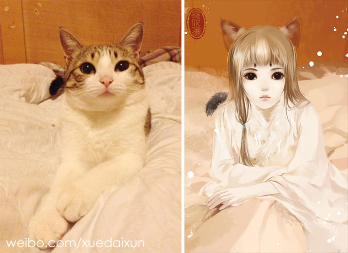 Фотография: Китайская художница превращает котиков и других зверушек в людей, и это невероятно №12 - BigPicture.ru