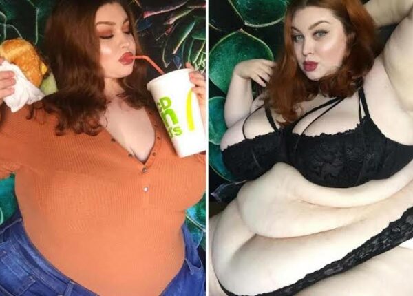Секс и бургер: американка весом в 200 кило эротично поглощает еду за деньги