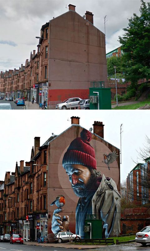 Фото чудесное превращение серых зданий в произведения искусства с помощью граффити