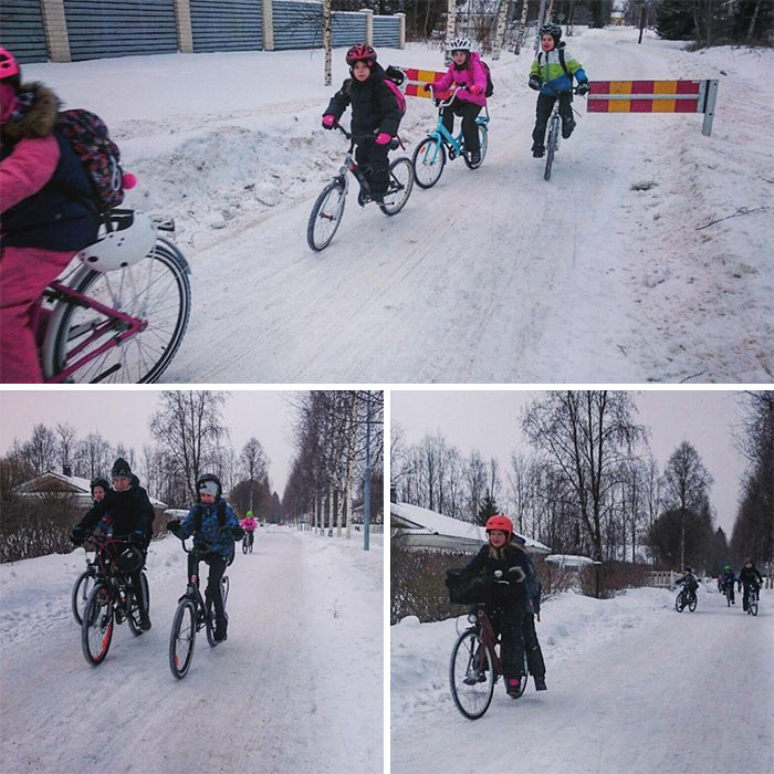 Фотография: Антифриз в крови: финские дети ездят в школу на велосипедах при температуре - 17C №6 - BigPicture.ru