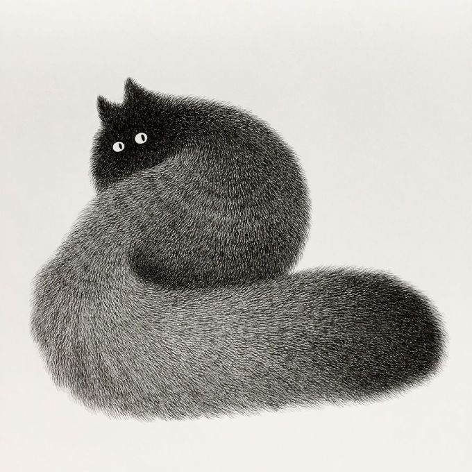 Фотография: Милая пушистость: обаятельные котики, нарисованные гелевой ручкой №6 - BigPicture.ru