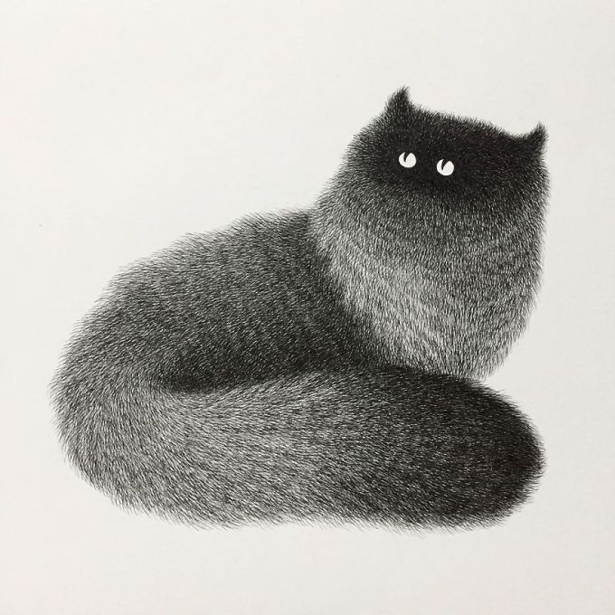 Фотография: Милая пушистость: обаятельные котики, нарисованные гелевой ручкой №8 - BigPicture.ru