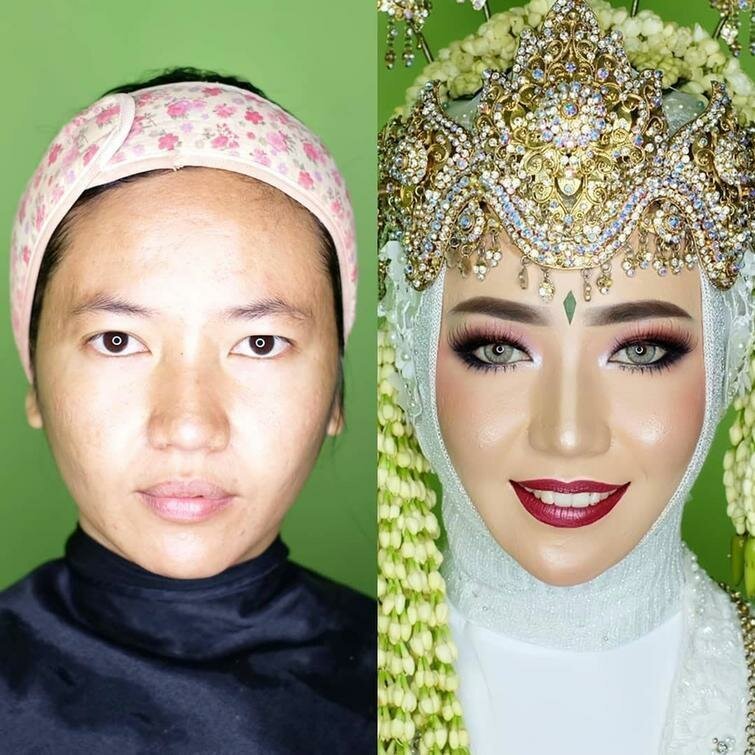 Японцы до и после макияж