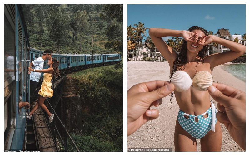 Фотография: Жизнь — за лайки: пара блогеров-путешественников чуть не выпала из поезда в пропасть, делая захватывающее фото №1 - BigPicture.ru