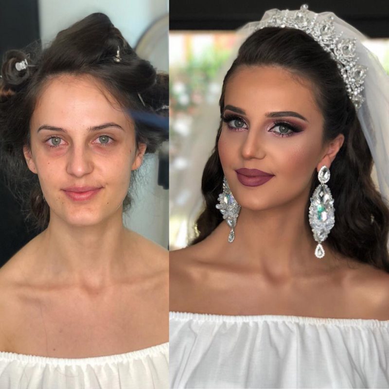 удивительные превращения в невест с помощью макияжа
