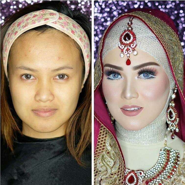 Японцы до и после макияж
