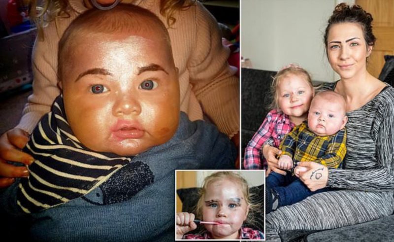 Фотография: Красивый, как мама: 3-летняя девочка сделала макияж маленькому братику и стала звездой соцсетей №1 - BigPicture.ru