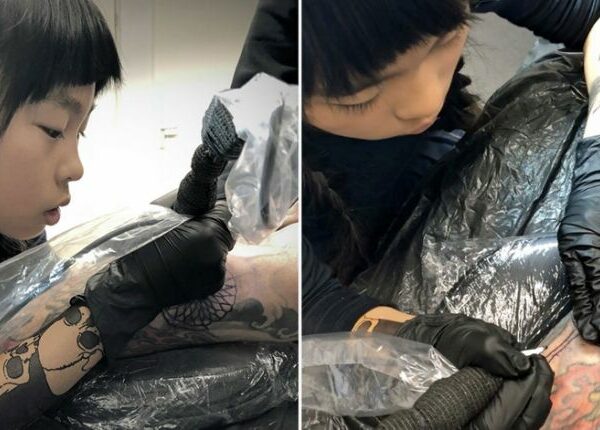 Яблоко от яблони: 10-летняя японка делает тату, следуя по стопам отца