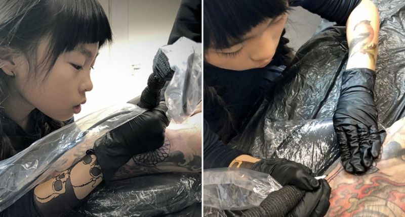 Фотография: Яблоко от яблони: 10-летняя японка делает тату, следуя по стопам отца №1 - BigPicture.ru