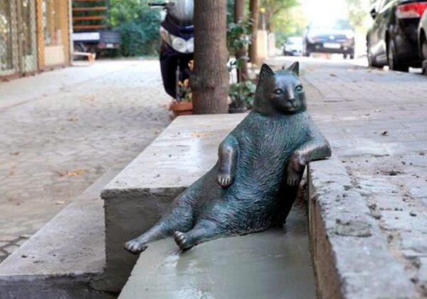 Стамбульский кот Томбили, которому поставили памятник за вальяжную позу