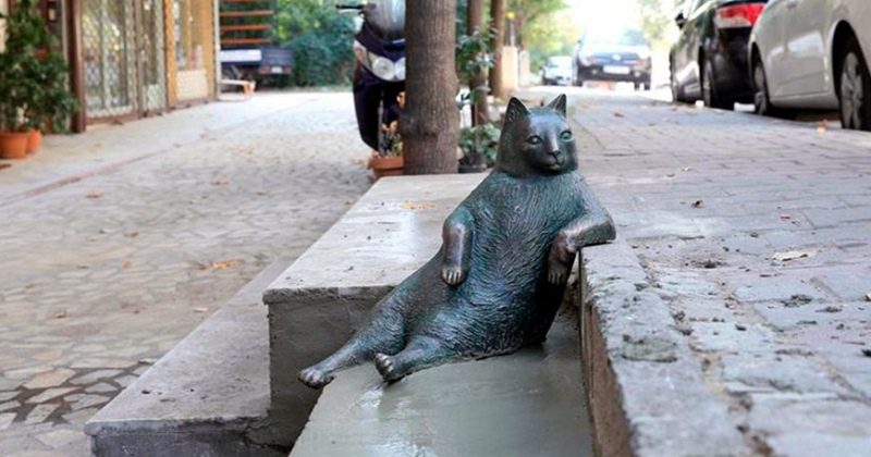 Фотография: Стамбульский кот Томбили, которому поставили памятник за вальяжную позу №1 - BigPicture.ru