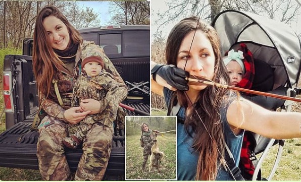 Основной инстинкт: мать ходит на охоту вместе с 9-месячной малышкой за спиной