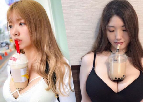 «Без рук челлендж»: девушки делятся фото, на которых пьют напитки прямо с груди