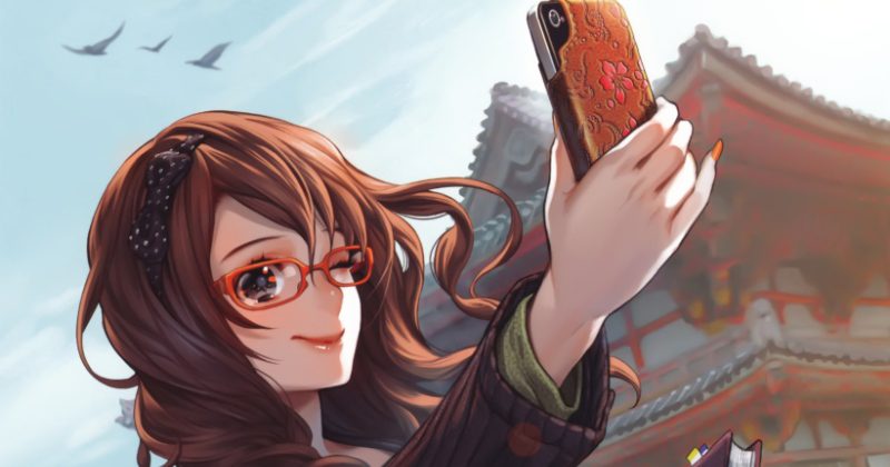 anime girl taking selfie m1